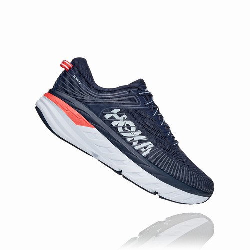 Hoka One One BONDI 7 Road Running Shoes For Women India Navy IN-9861